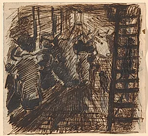 Aften i kostalden by Theodor Philipsen