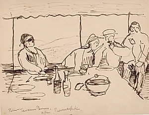 Aften på terrassen, Bormes, Provence by J.A. Jerichau (II)
