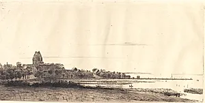 Aftenlandskab fra Stubbekøbing by Peter Ilsted