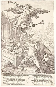 Allegori over berømmelse og historie by Hendrick Goltzius