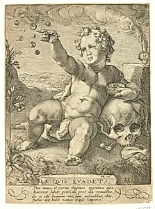 Allegori over livets flygtighed ("Quis Evadet?") by Ubekendt