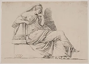 Allegori. Sørgende kvindefigur by Jacques François Joseph Saly