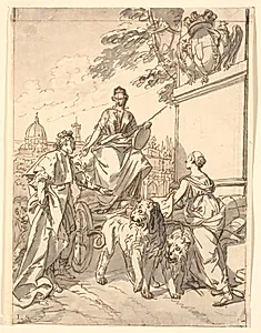 Allegorisk blad i anledning af hertug Franz III's indtog i Firenze 1739 by Marcus Tuscher