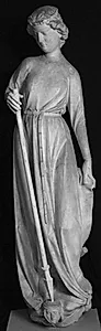 Allegorisk kvindefigur, Dyd nedtrædende lasten by Ubekendt