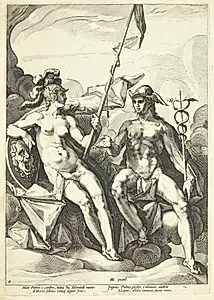Alliancen mellem Athene og Merkur (Hermathena) by Jacob Matham
