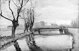Åløb med en bro by Albert Gottschalk