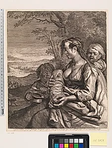 Ammende kvinde i et landskab by Cornelis Visscher