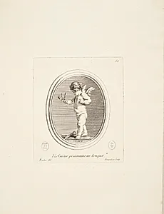 Amor forærer en buket by Madame de Pompadour