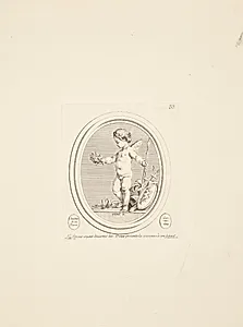 Amor præsenterer kronen til sin budbringer efter at have afvæbnet guderne by Madame de Pompadour