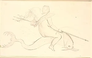 Amorin riddende på en delfin. Pompejiansk motiv by Christen Købke