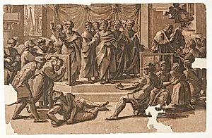 Ananias' død by Ugo da Carpi
