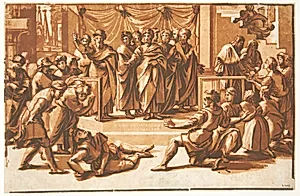 Ananias' død by Ugo da Carpi