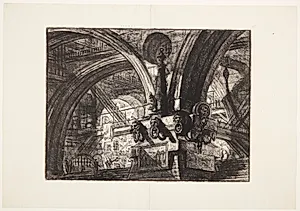 Anløbssted med en lanterne by Giovanni Battista Piranesi