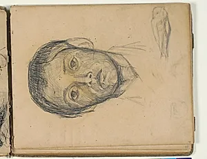 Ansigtsstudie og uidentificerede skitser by Niels Larsen Stevns