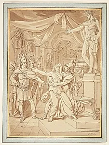 Antik romersk scene i et tempel for Apollo by Conrad Martin Metz
