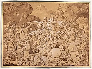 Antik slagscene by Conrad Martin Metz