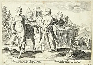 Apollon betror Cheiron med Asklepios uddannelse by Ubekendt