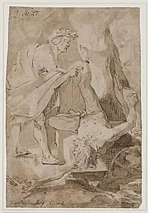 Apollon flår Marsyas by Mander III, Karel van