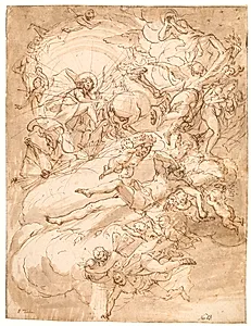 Apollon i sin vogn, udkast til loftsmaleri by Alessandro Gherardini