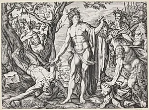 Apollon og Marsyas by Monogrammist MF