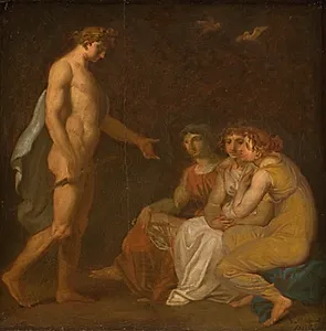 Apollon pålægger Parcerne at opsøge den fra jorden bortflygtede Ceres by Nicolai Abildgaard