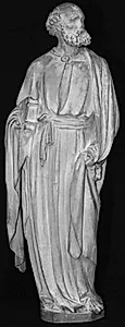 Apostlen Peter med biblen i h. og nøglen v. hånd. 14 statuetter fra St. Sebaldus kirken, Nürnberg, helgenskrin: de 12 apostle, samt portræt af Peter Vischer og St. Sebaldus by Ubekendt