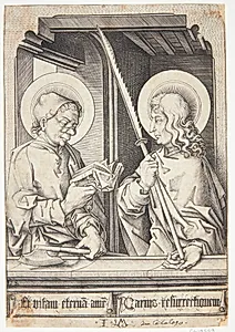 Apostlene Mattæus og Simon by Israhel van Meckenem