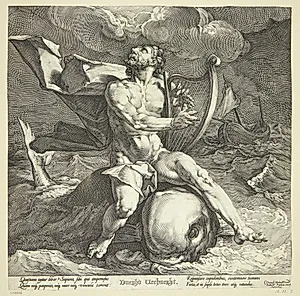 Arion på en delfin by Jan Harmensz. Muller