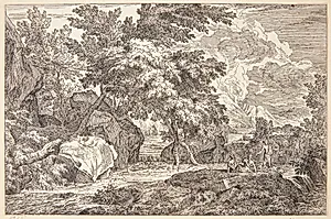 Arkadisk landskab med en flod by Abraham Genoels