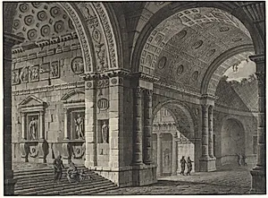 Arkitekturfantasi. Antikke hvælvinger med figurer by Robert Adam