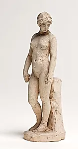 Atalante, stående med guldæblet i hånden, overvundet i væddeløbet med Hippomenes by Vilhelm Bissen