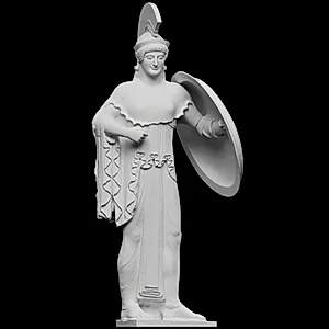 Athena stående med skjold by Ubekendt