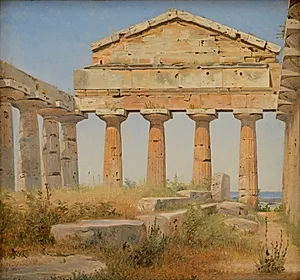 Athenatemplet i Pæstum by Constantin Hansen