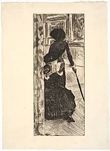 Au Louvre: La peinture (Mary Cassatt) by Edgar Degas