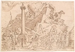 Babelstårnets ødelæggelse by Maarten van Heemskerck