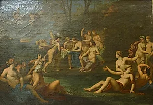 Bacchi opdragelse by Jan van Haensbergen