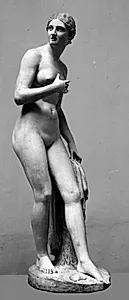 Badende pige. Stående nøgen pige by H.W. Bissen