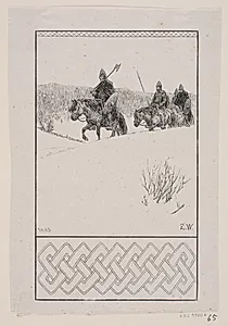 Bagsideillustration til Nordahl Rolfsen, Vor fædres liv by Waldemar Bøhme