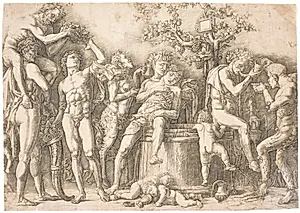 Bakkanal ved vinkarret by Andrea Mantegna