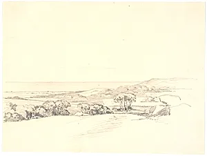 Bakket landskab på Samsø by Martinus Rørbye