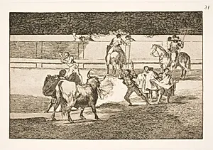 Banderillas med lynkinesere by Francisco de Goya