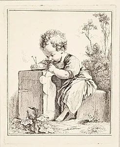 Barn puster sæbebobler by Madame de Pompadour