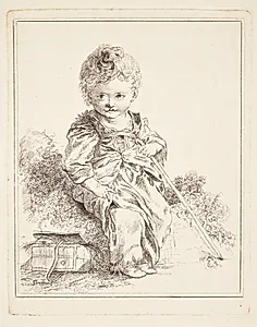 Barn siddende på en jordklump by Madame de Pompadour