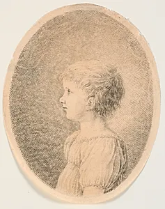 Barneportræt. Profil til højre by J.F. Clemens
