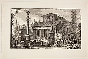 Basilica di Santa Maria Maggiore's facade med obelisken på Piazza dell' Esquilino i forgrunden by Giovanni Battista Piranesi