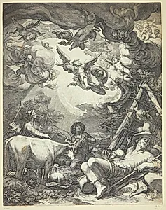 Bebudelsen for hyrderne by Jan Saenredam