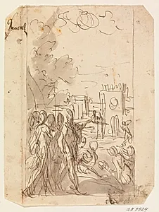 Bernardo Barbarigo fører tilsyn med opførelsen af et fæstningsværk i en belejret by by Ubekendt