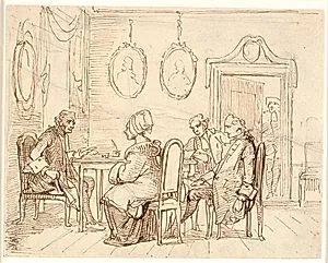 Besøg hos en magistratsperson eller advokat. Holbergsk sceneri by Wilhelm Marstrand