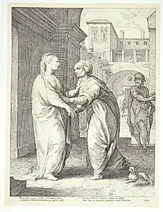Besøget hos Elisabeth by Hendrick Goltzius