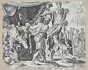 Bespottelsen af Noa by Cornelis Cort